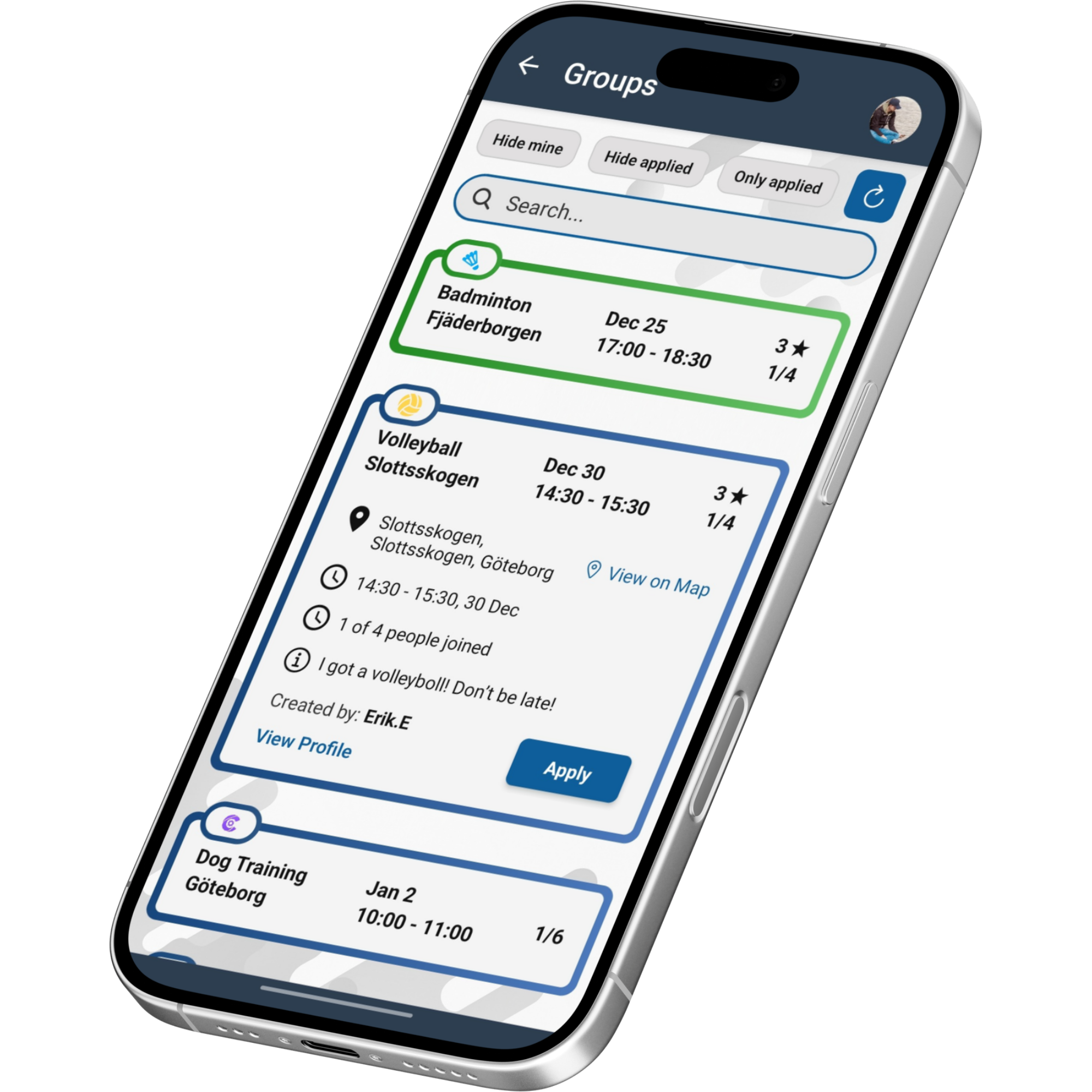 Discover nearby groups screenshot